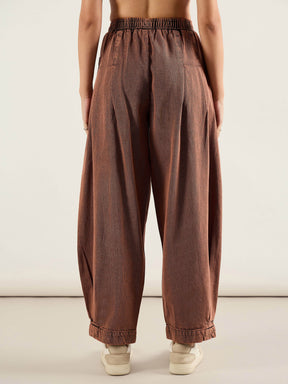 Rust Acid Washed Balloon Fit Jeans-SASSAFRAS
