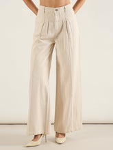 Beige High Waist Front Dart Wide Leg Jeans-SASSAFRAS