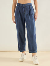 Blue Wash Roll Up Hem Barrel Jeans-SASSAFRAS BASICS