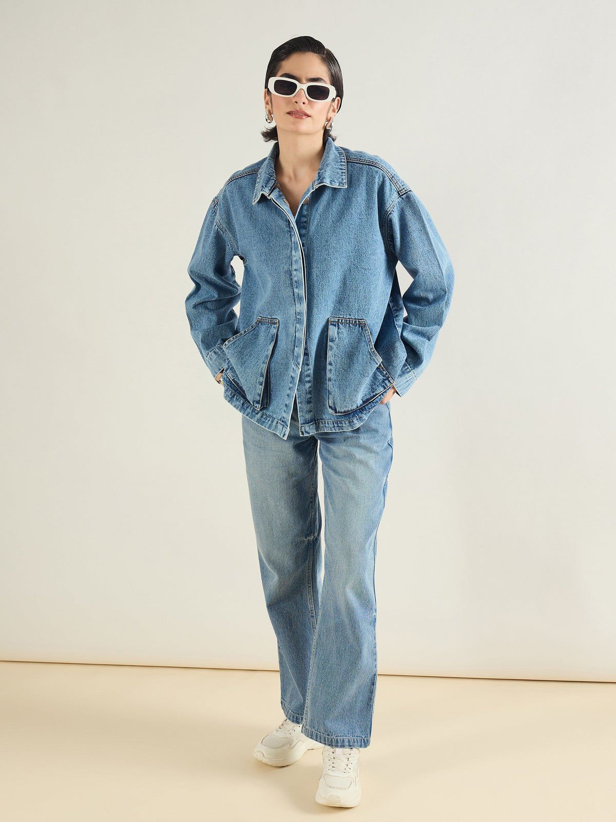 Ice Blue Straight Fit Jeans-SASSAFRAS BASICS