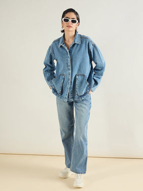 Ice Blue Straight Fit Jeans-SASSAFRAS BASICS