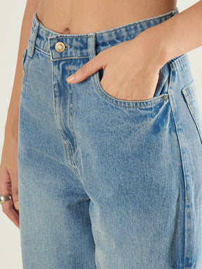 Ice Blue Straight Fit Jeans-SASSAFRAS BASICS