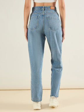 Ice Blue Straight Fit Jeans-SASSAFRAS BASICS