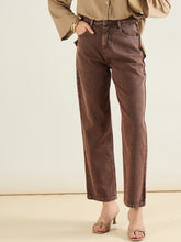 Brown Straight Fit Jeans-SASSAFRAS BASICS