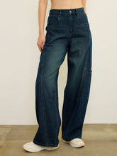 Navy Acid Wash Wide Leg Jeans -SASSAFRAS