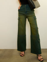 Green Overdyed Denim Straight Fit Jeans -SASSAFRAS