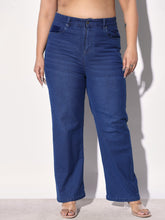 Navy Denim Straight Fit Jeans -SASSAFRAS Curve