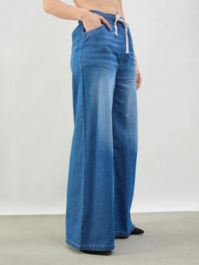 Blue Whiskers Baggy Drawstring Jeans-SASSAFRAS BASICS
