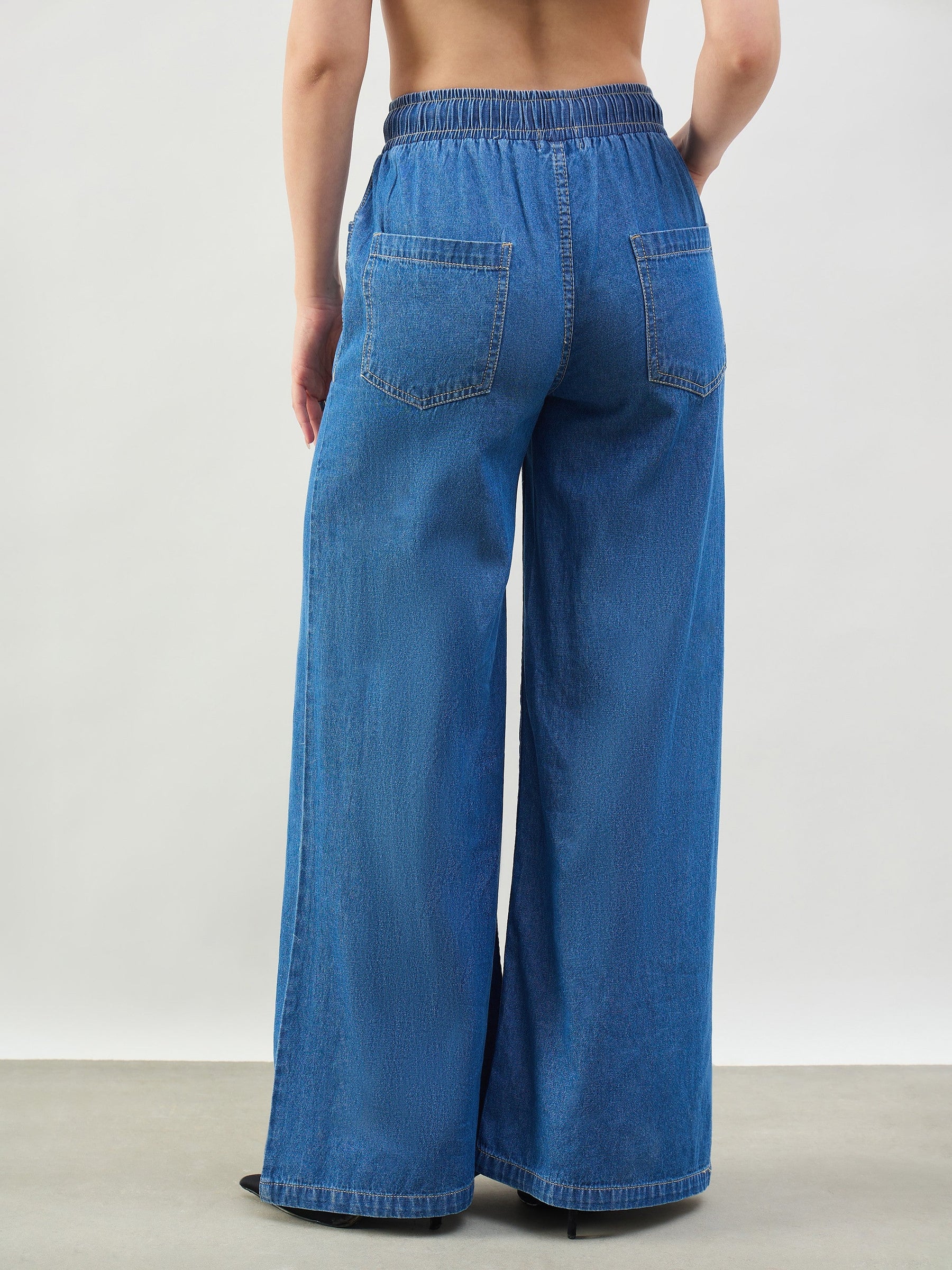 Blue Whiskers Baggy Drawstring Jeans-SASSAFRAS BASICS