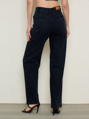 Black Wash Low Waist Straight Fit Jeans -SASSAFRAS BASICS
