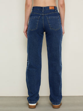 Blue Wash Low Waist Straight Fit Jeans -SASSAFRAS BASICS