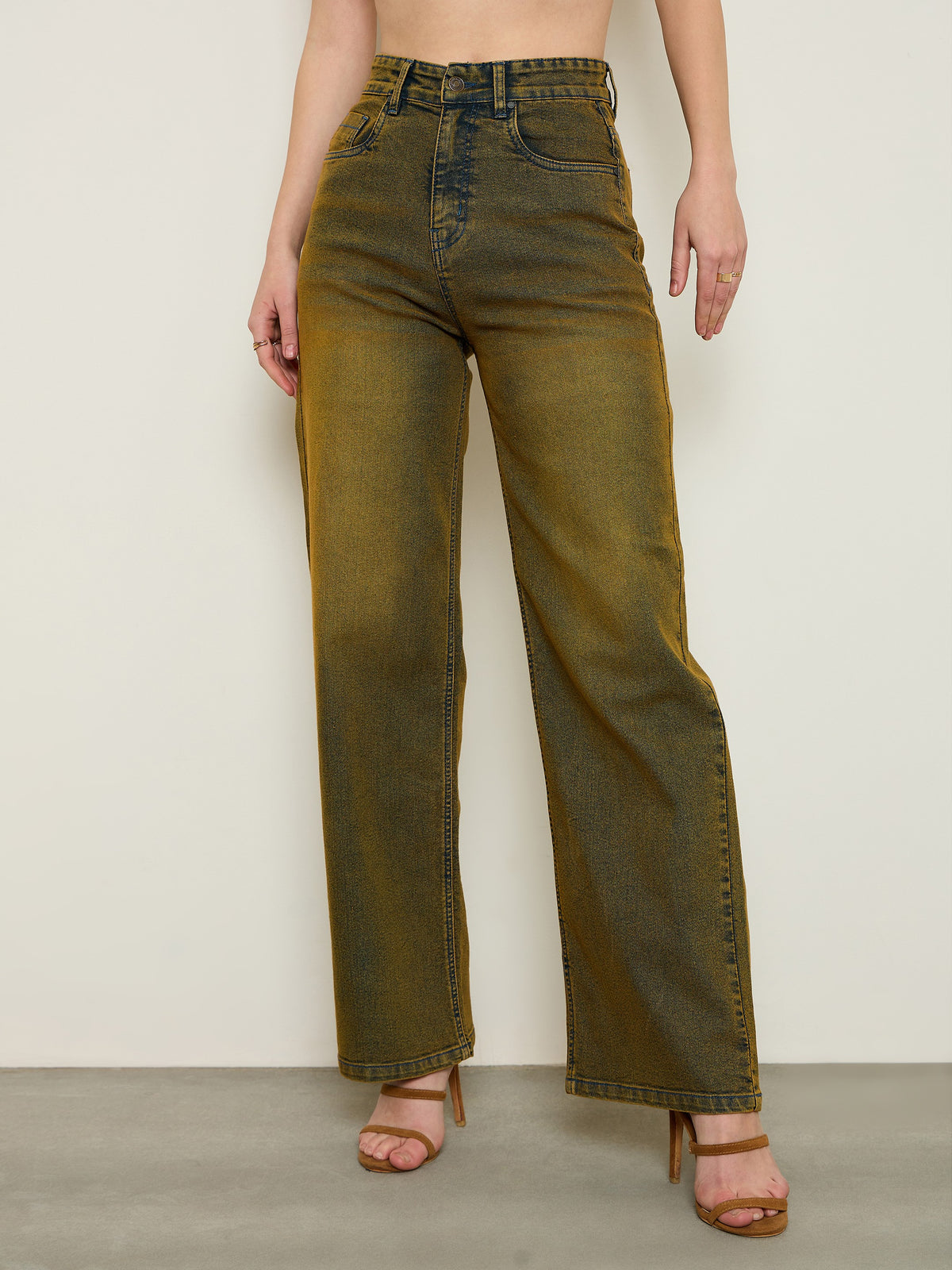Rust Overdyed Wash High Waist Straight Jeans-SASSAFRAS BASICS