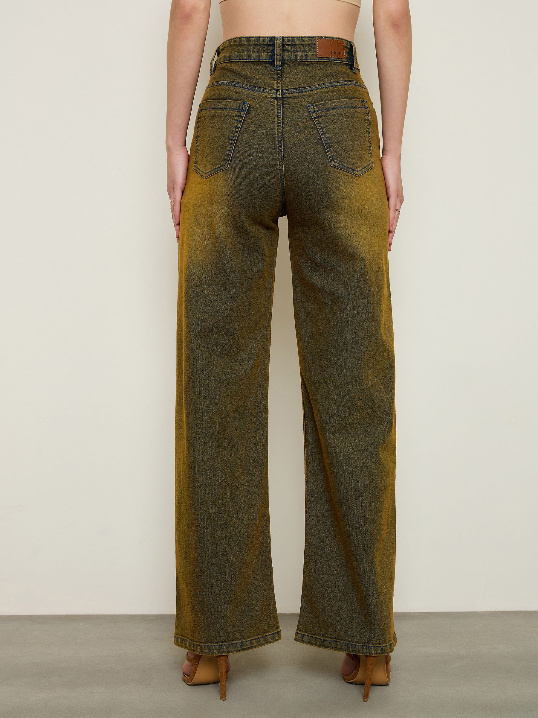 Rust Overdyed Wash High Waist Straight Jeans-SASSAFRAS BASICS
