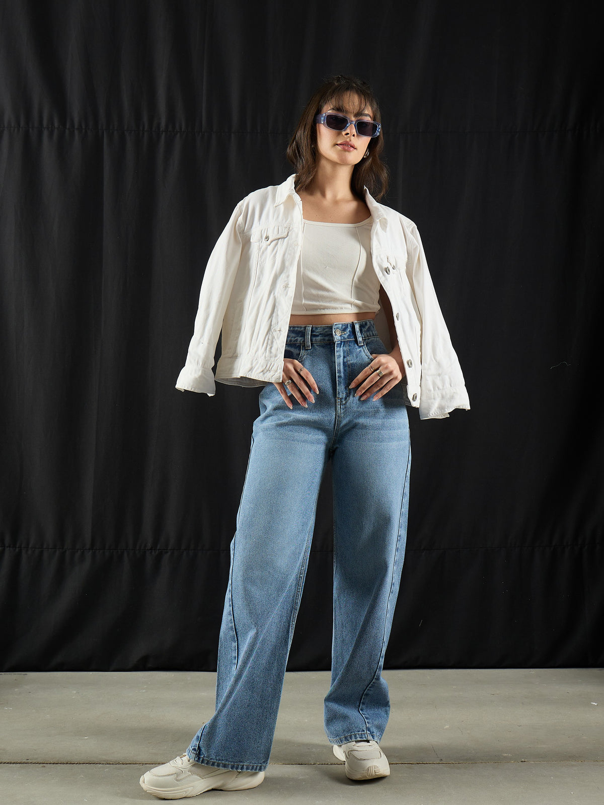 Blue Wash High Waist Straight Jeans-SASSAFRAS BASICS