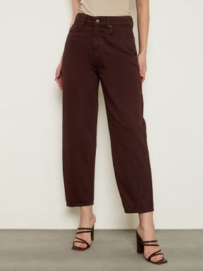 Brown Balloon Fit Jeans-SASSAFRAS BASICS