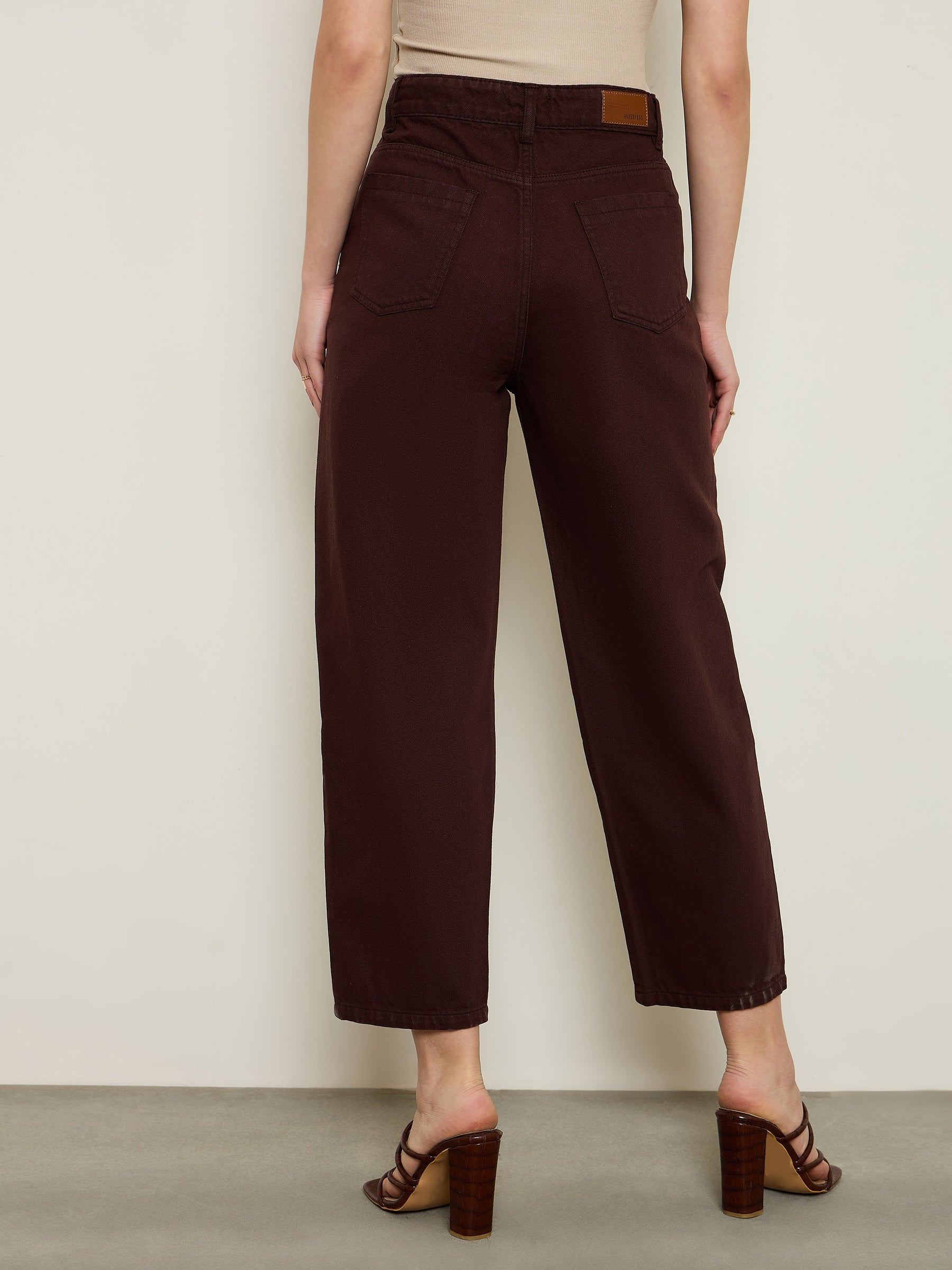 Brown Balloon Fit Jeans-SASSAFRAS BASICS