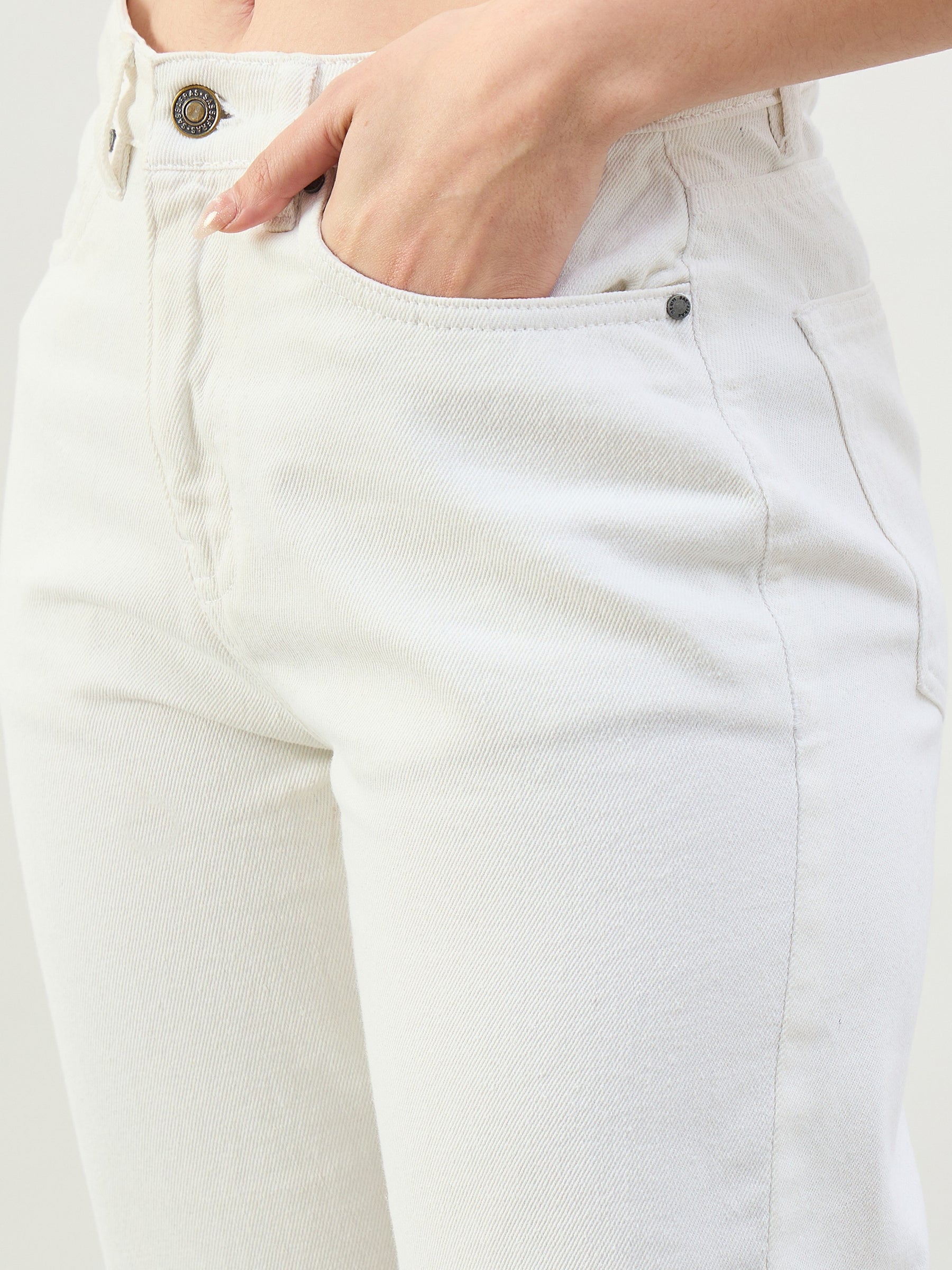 White Barrel Fit High Rise Jeans-SASSAFRAS BASICS