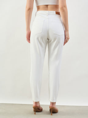 White Barrel Fit High Rise Jeans-SASSAFRAS BASICS