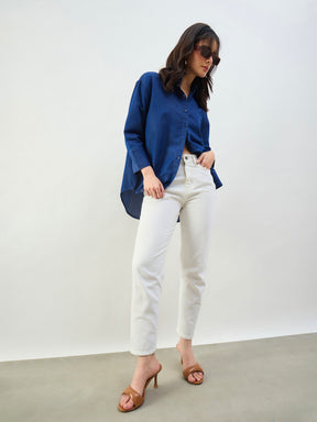 Women White Barrel Fit High Rise Jeans