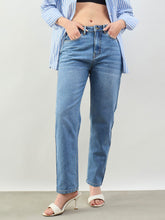 Blue Wash Barrel Fit High Rise Jeans-SASSAFRAS BASICS