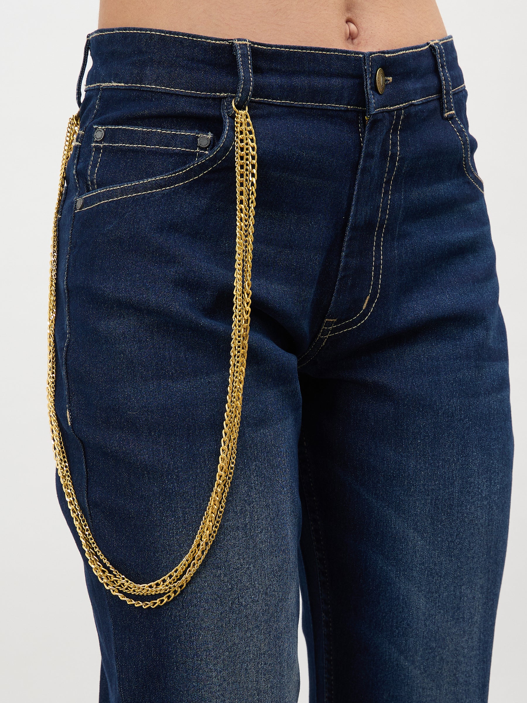 Navy Whisker Washed Boot Cut Jeans-SASSAFRAS 