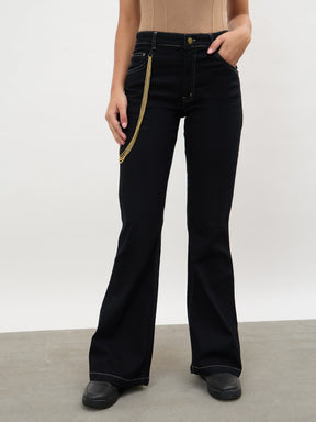 Women Black Whisker Washed Boot Cut Jeans