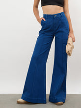 Electric Blue Front seam Bell Bottom Jeans-SASSAFRAS