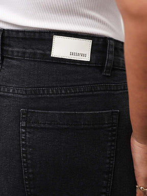 Women Black Wash Denim Cargo Straight Fit Jeans