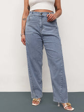 Blue Whisker Denim Side Seam Tapered Fit Jeans -SASSAFRAS Curve