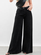 Jet Black Low Waist Wide Leg Jeans -SASSAFRAS BASICS