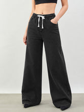 Black Baggy Drawstring Jeans-SASSAFRAS BASICS