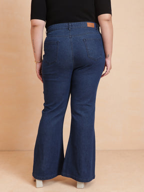 Women Navy Denim Bell Bottom Jeans