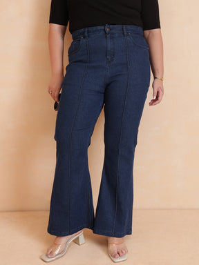 Women Navy Denim Bell Bottom Jeans