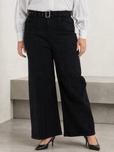 Black Denim Straight Fit Jeans-SASSAFRAS Curve