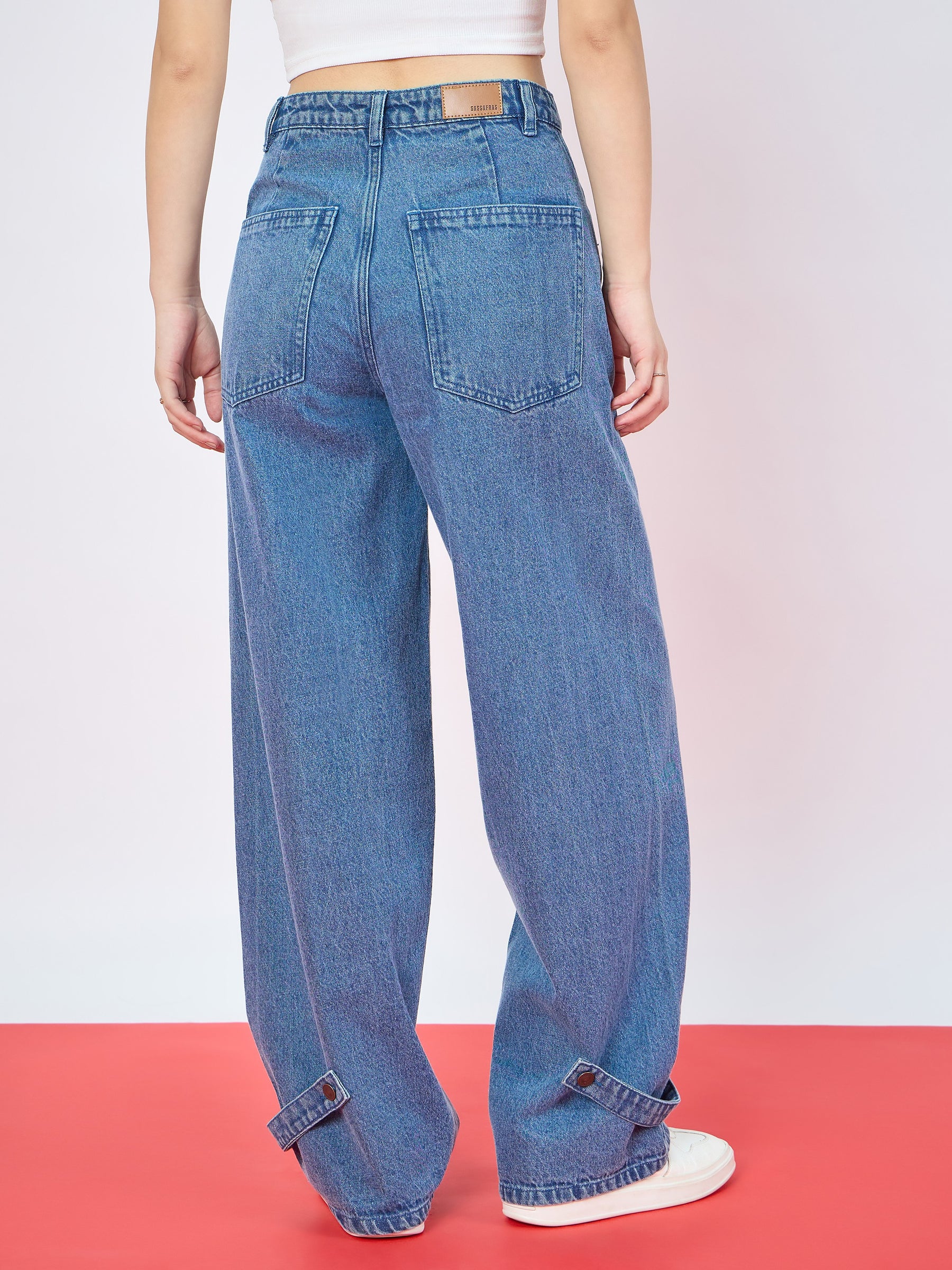 Blue Blast Bottom Tab Straight Jeans-SASSAFRAS