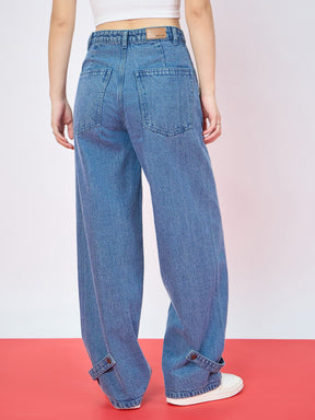 Blue Blast Bottom Tab Straight Jeans-SASSAFRAS