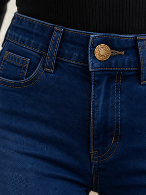 Navy Cropped Jeans-SASSAFRAS