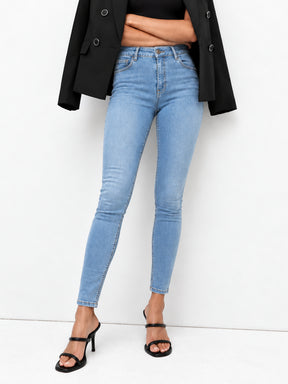 Blue Cropped Jeans-SASSAFRAS