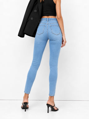 Blue Cropped Jeans-SASSAFRAS