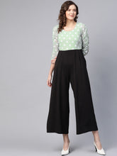 Sea Green Polka Dot Sleeve Rouching Jumpsuit-SASSAFRAS