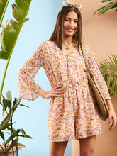 Peach Floral Wrap Romper-SASSAFRAS