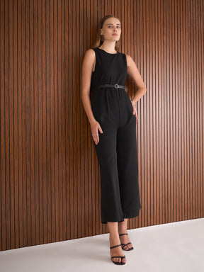 Black Belted Jumpsuit -SASSAFRAS