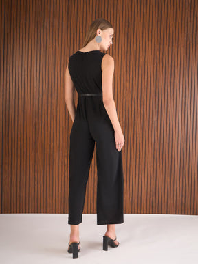 Black Belted Jumpsuit -SASSAFRAS