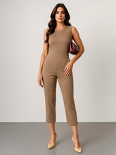 Dark Beige Sleeveless Round Neck Jumpsuit-SASSAFRAS worklyf