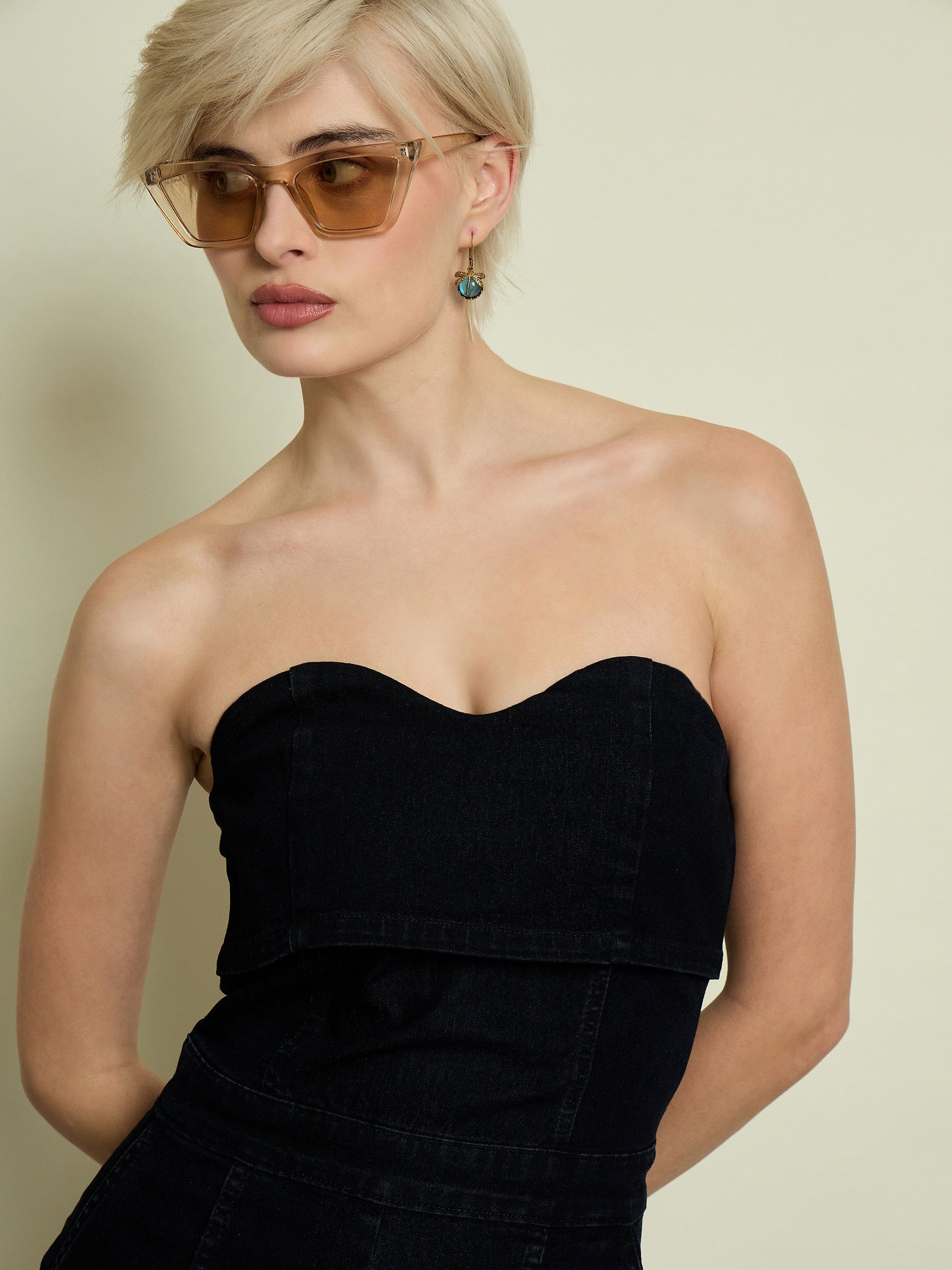 Jet Black Denim Off Shoulder Jumpsuit-SASSAFRAS