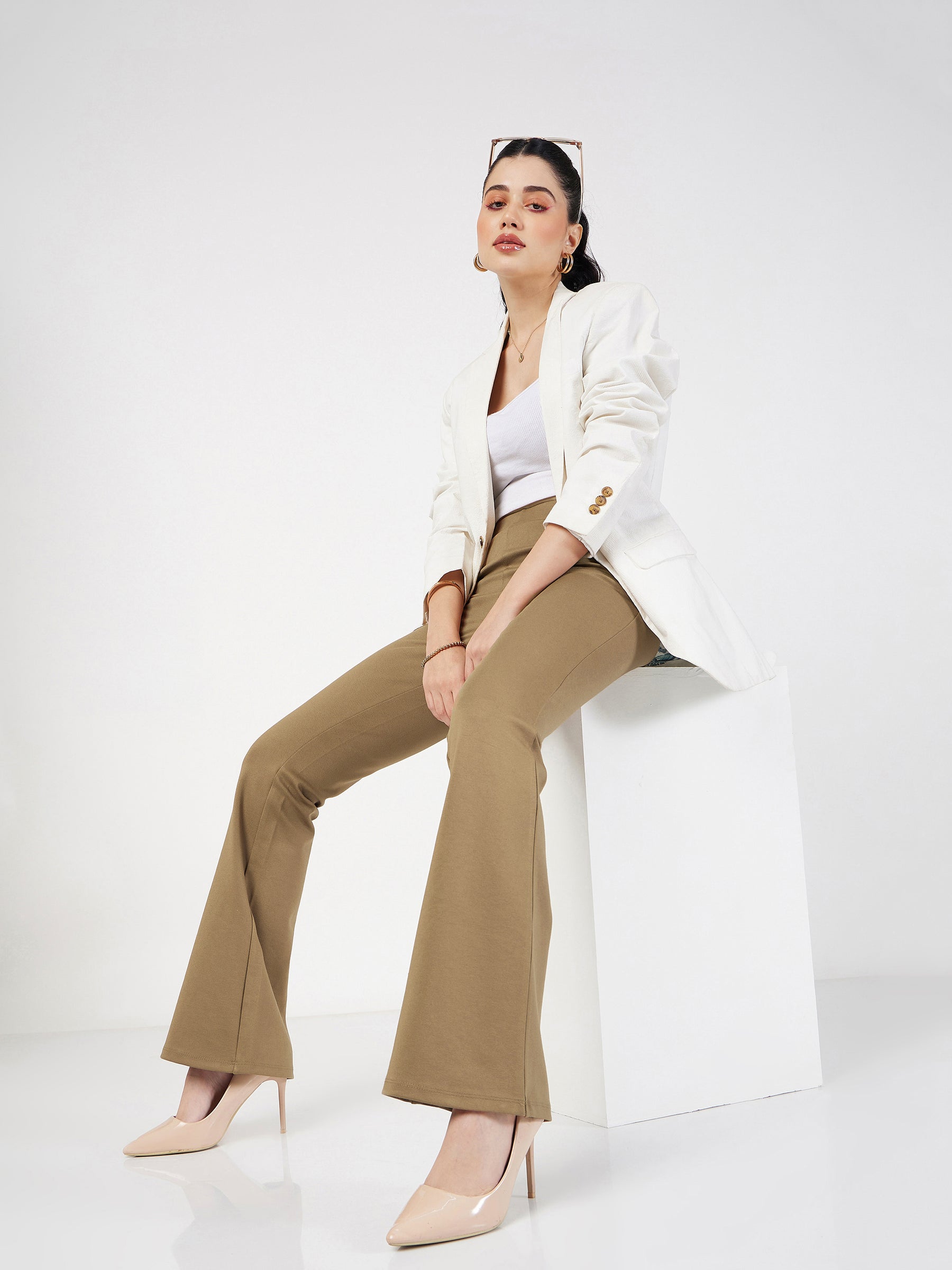 ladies beige dress pants Womens High Waist Wide Straight Leg Trousers Casual Business Work Office Pants Slacks with Pockets : Clothing, Shoes & Jewelry The high waist and gathered pleated waistband give these trousers an ultra Dress Pants Beige Stretch Pants