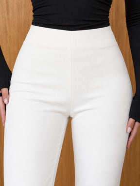 White Bell Bottom 4-Way Stretch Pants-SASSAFRAS