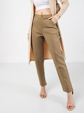 Women Beige Roma Tapered Pants