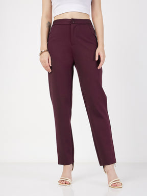 Women Burgundy Roma Tapered Pants