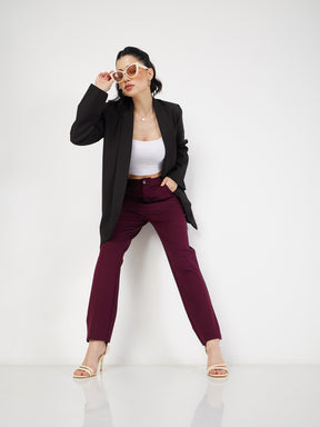 Women Burgundy Roma Tapered Pants